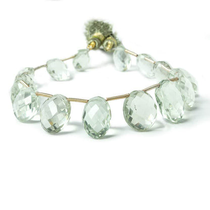 9x7mm-14x11mm Prasiolite Faceted Oval Beads 8 inch 15 pieces