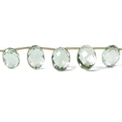 9x7mm-17x8mm Prasiolite Faceted Oval Beads 8 inch 16 pieces