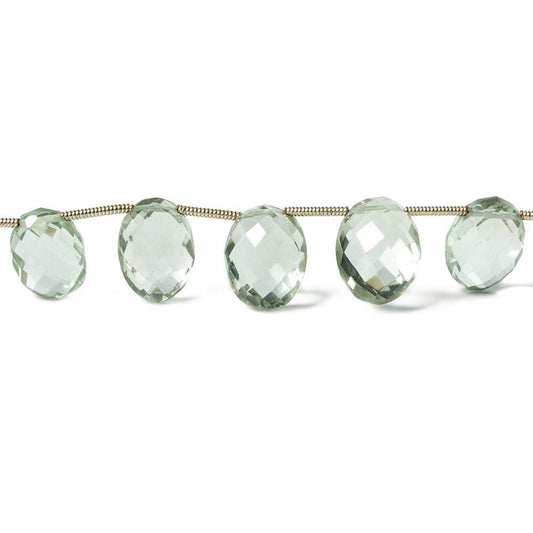 9x7mm-17x8mm Prasiolite Faceted Oval Beads 8 inch 16 pieces