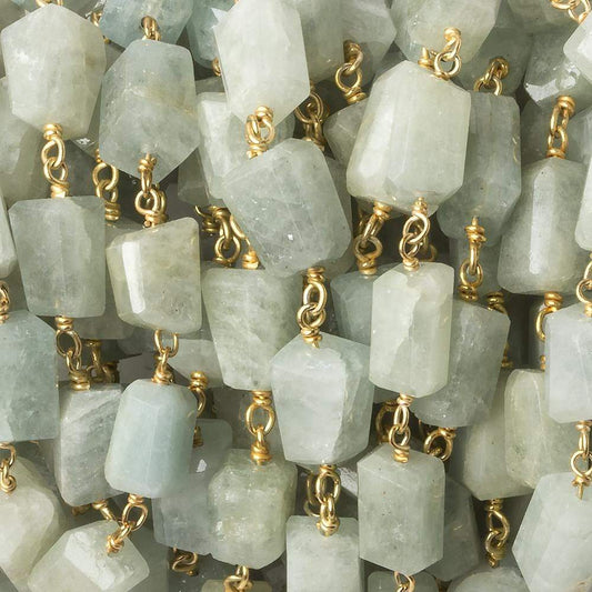 9x7mm Aquamarine faceted nugget Vermeil Chain by the foot 22 pieces