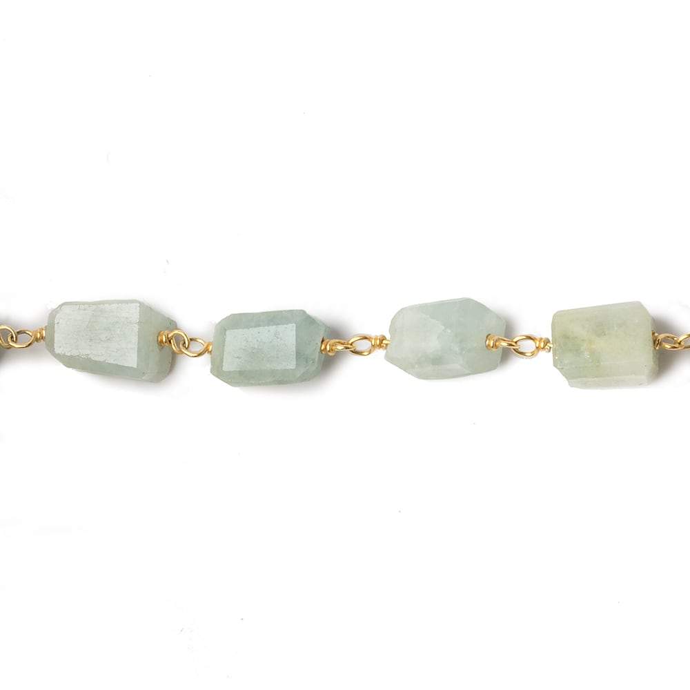 9x7mm Aquamarine faceted nugget Vermeil Chain by the foot 22 pieces