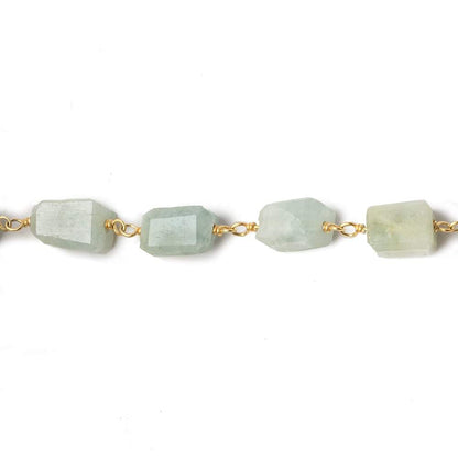 9x7mm Aquamarine faceted nugget Vermeil Chain by the foot 22 pieces