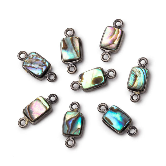 9x7mm Black Gold .925 Bezel Abalone Shell Rectangular Connector 1 piece
