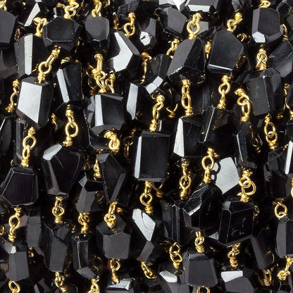9x7mm Black Spinel faceted nugget Vermeil Chain by the foot 22 pieces
