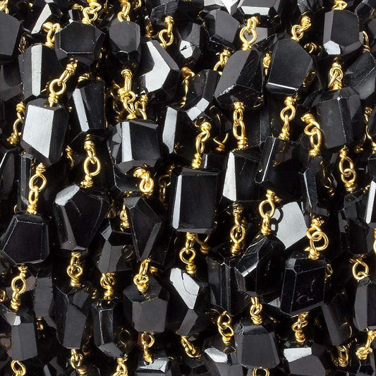 9x7mm Black Spinel faceted nugget Vermeil Chain by the foot 22 pieces