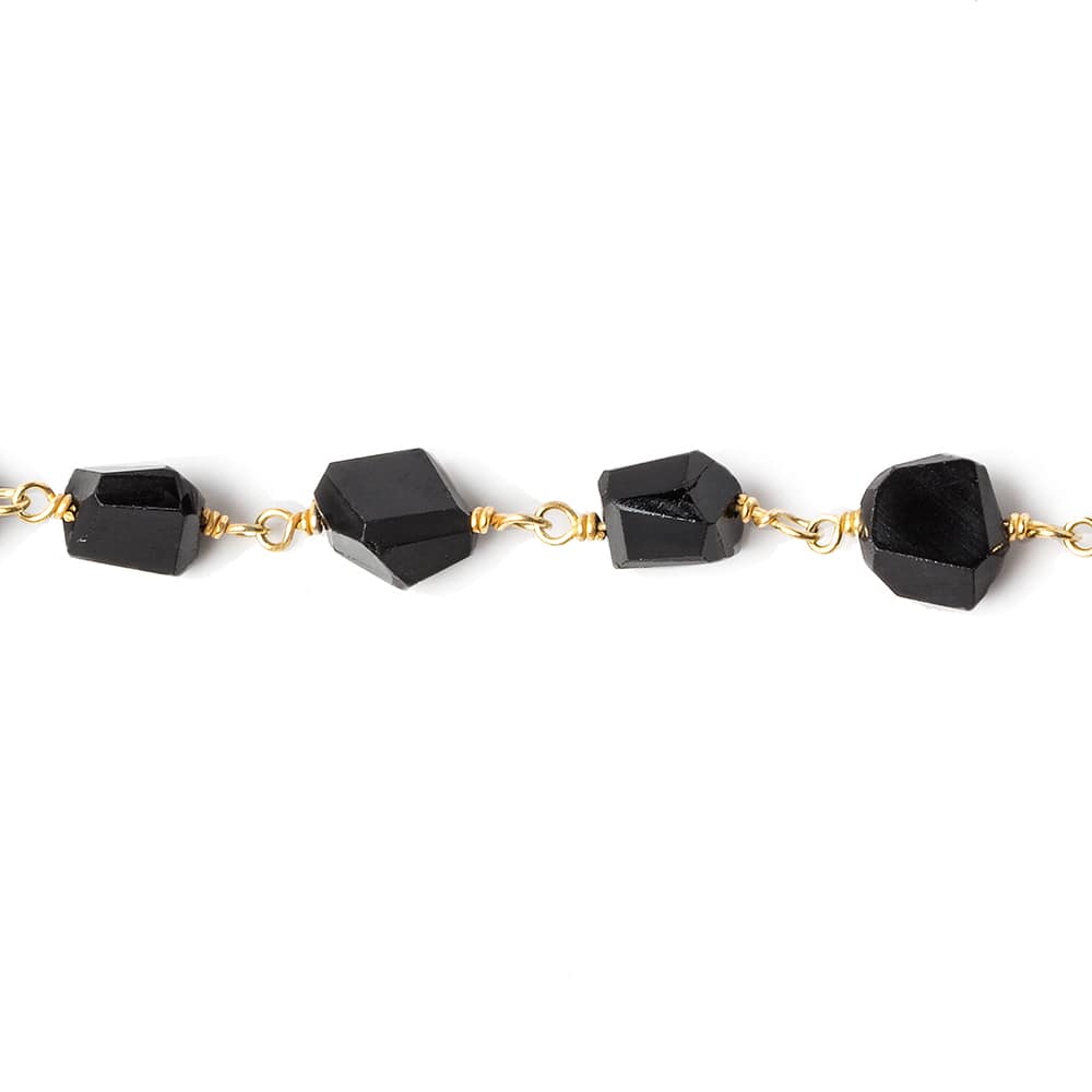 9x7mm Black Spinel faceted nugget Vermeil Chain by the foot 22 pieces