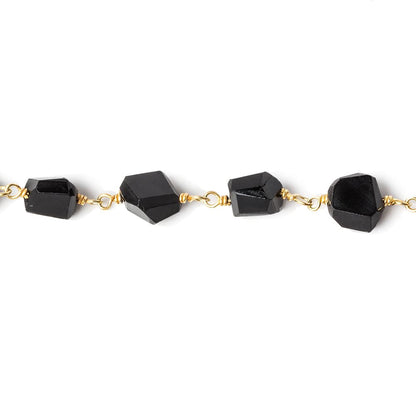 9x7mm Black Spinel faceted nugget Vermeil Chain by the foot 22 pieces