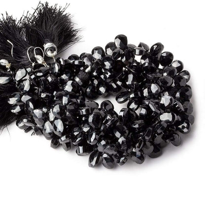 9x7mm Black Spinel Faceted Pears 8 inch 65 beads