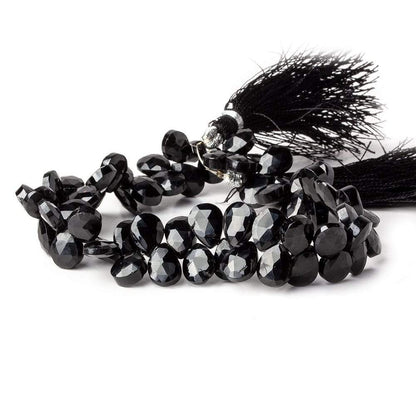 9x7mm Black Spinel Faceted Pears 8 inch 65 beads