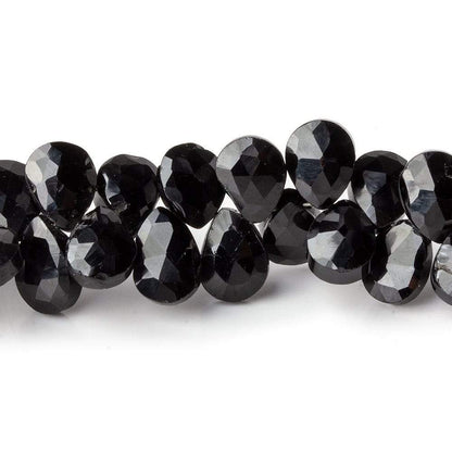 9x7mm Black Spinel Faceted Pears 8 inch 65 beads