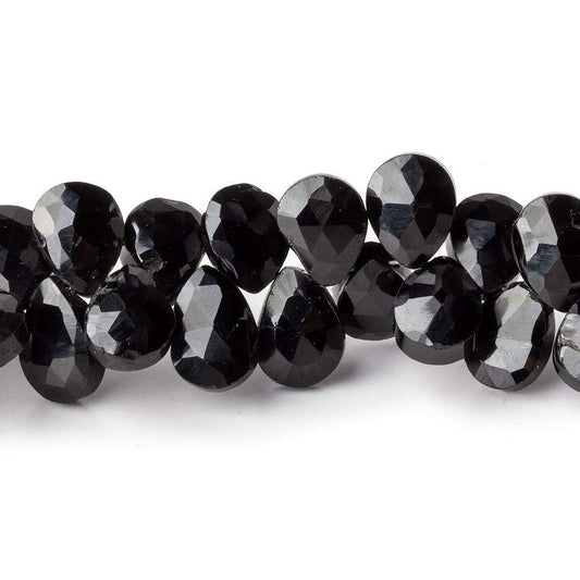 9x7mm Black Spinel Faceted Pears 8 inch 65 beads