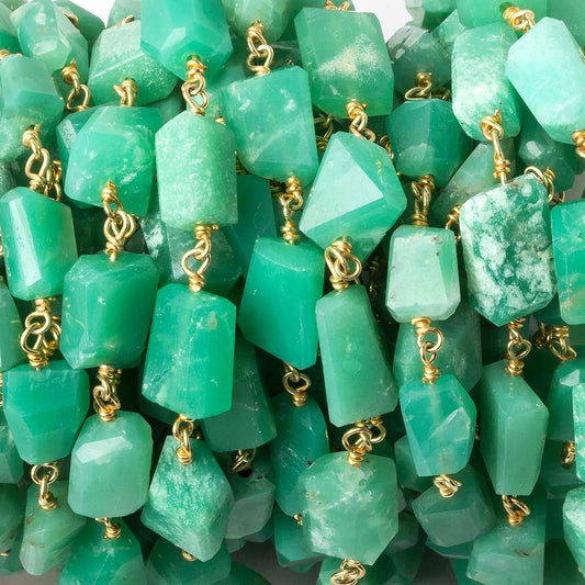 9x7mm Chrysoprase faceted nugget Vermeil Chain by the foot 22 pieces