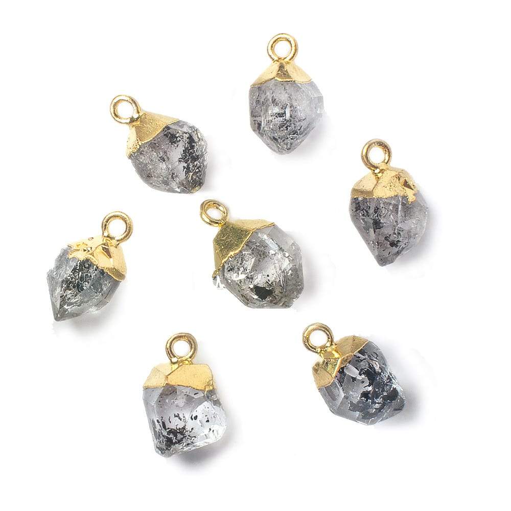 9x7mm Gold Leafed Herkimer Diamond Crystal Quartz Focal Pendant 1 piece