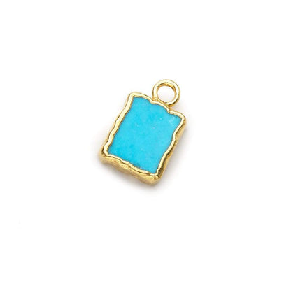 9x7mm Gold Leafed Synthetic Turquoise plain rectangle Pendant 1 focal bead