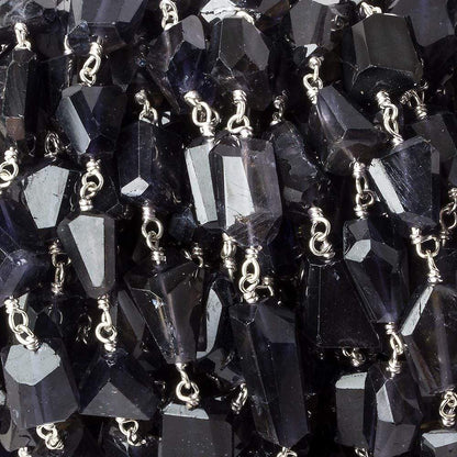 9x7mm Iolite faceted nugget .925 Silver Chain by the foot 22 pieces