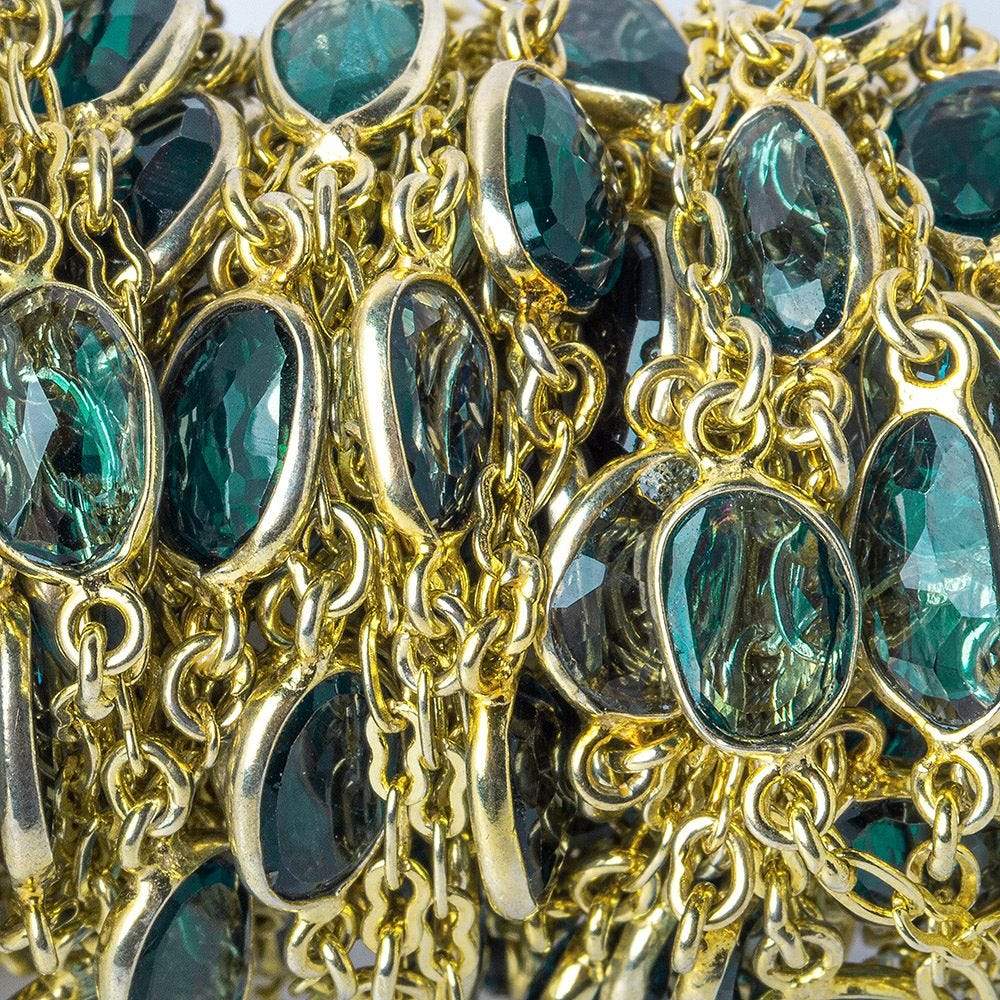 9x7mm London Blue Topaz Vermeil Bezel and Link Chain by the foot 8 pieces