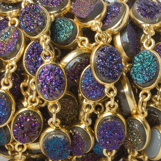 9x7mm Mystic Drusy Vermeil Bezel Chain by the foot