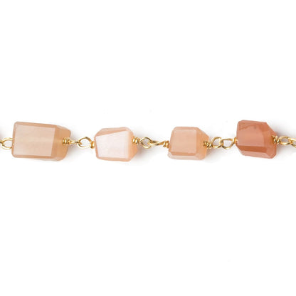 9x7mm Peach Moonstone faceted nugget Vermeil Chain by the foot 22 pieces