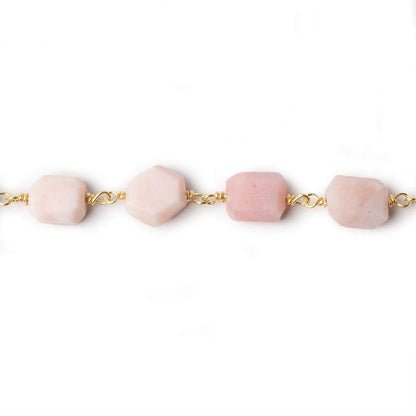 9x7mm Pink Peru Opal faceted nugget Vermeil Chain 22pcs