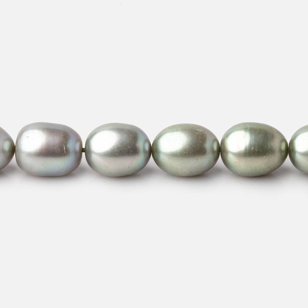 9x7mm Sage Green Oval Freshwater Pearls 16 inch 42 pieces