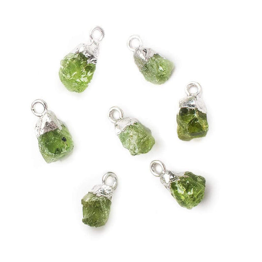 9x7mm Silver Leafed Peridot Natural Crystal Focal Pendant 1 piece