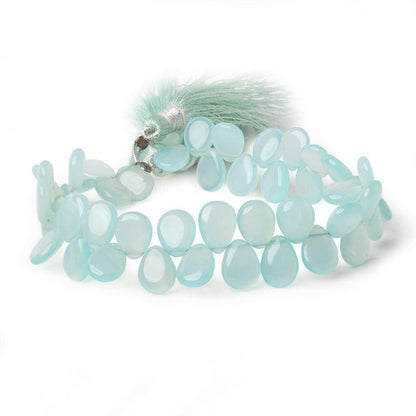 9x7mm Sky Blue Chalcedony Plain Pear Beads 8 inch 50 pieces