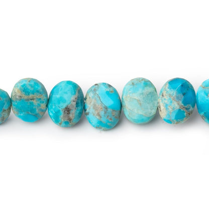 9x7mm Sleeping Beauty Turquoise Faceted Side Drill Ovals 8 inch 28 Beads