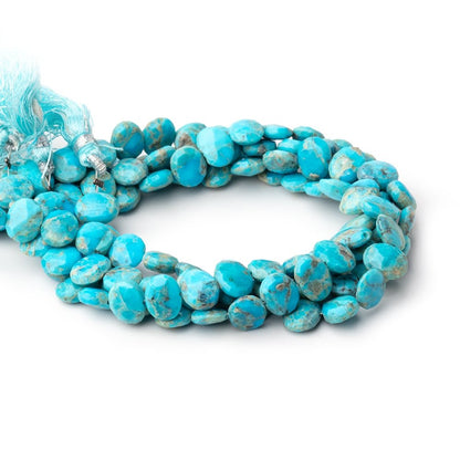 9x7mm Sleeping Beauty Turquoise Faceted Side Drill Ovals 8 inch 28 Beads