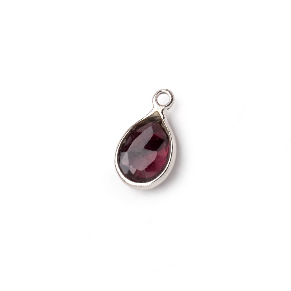 9x7mm Sterling Silver Bezel Rhodolite Garnet Faceted Pear Pendant 1 Focal piece