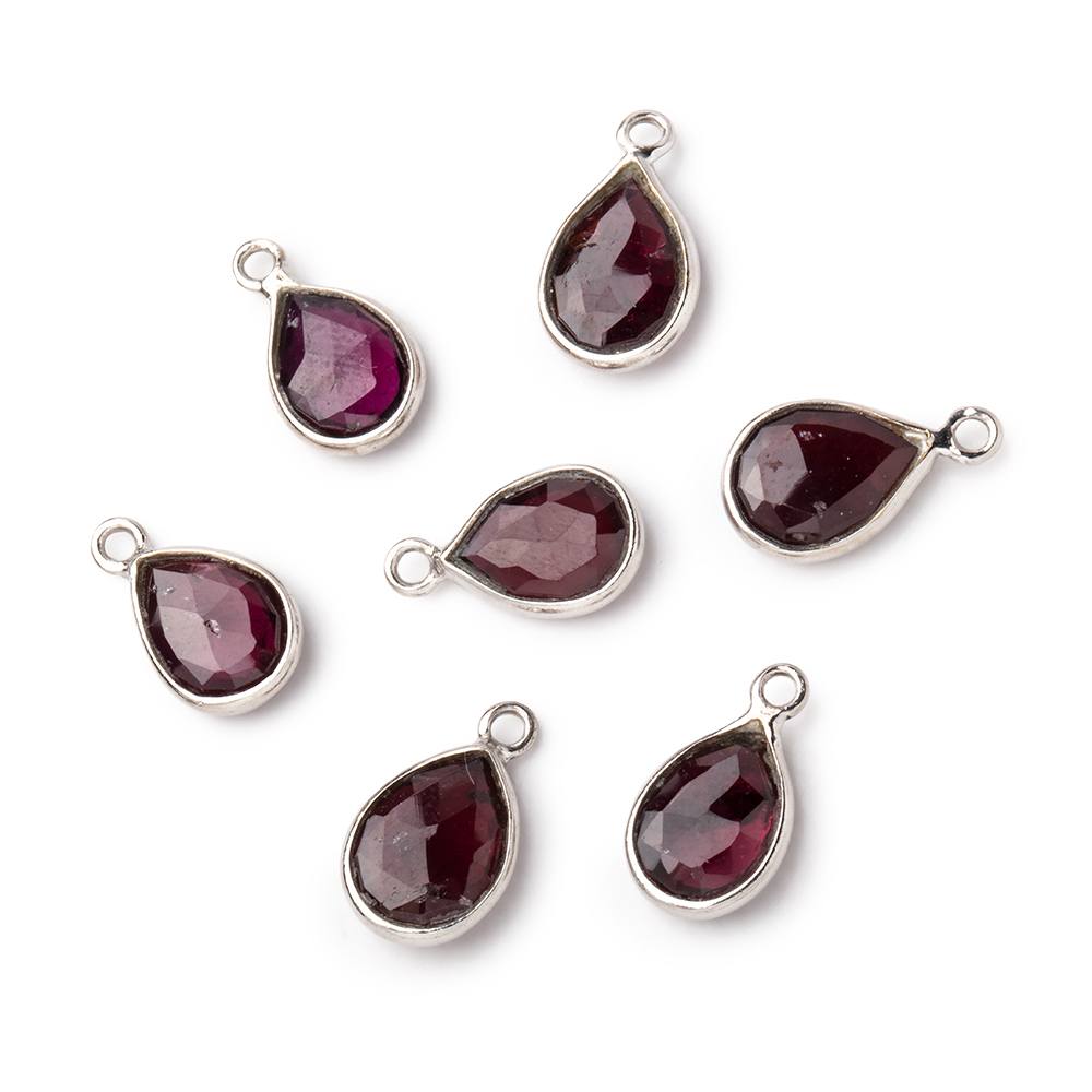 9x7mm Sterling Silver Bezel Rhodolite Garnet Faceted Pear Pendant 1 Focal piece