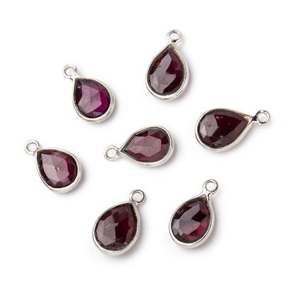 9x7mm Sterling Silver Bezel Rhodolite Garnet Faceted Pear Pendant 1 Focal piece