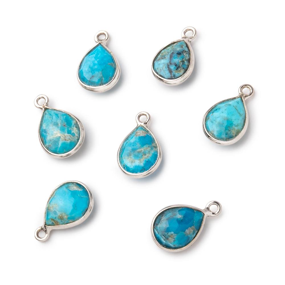 9x7mm Sterling Silver Bezel Turquoise Faceted Pear Pendant 1 Focal piece