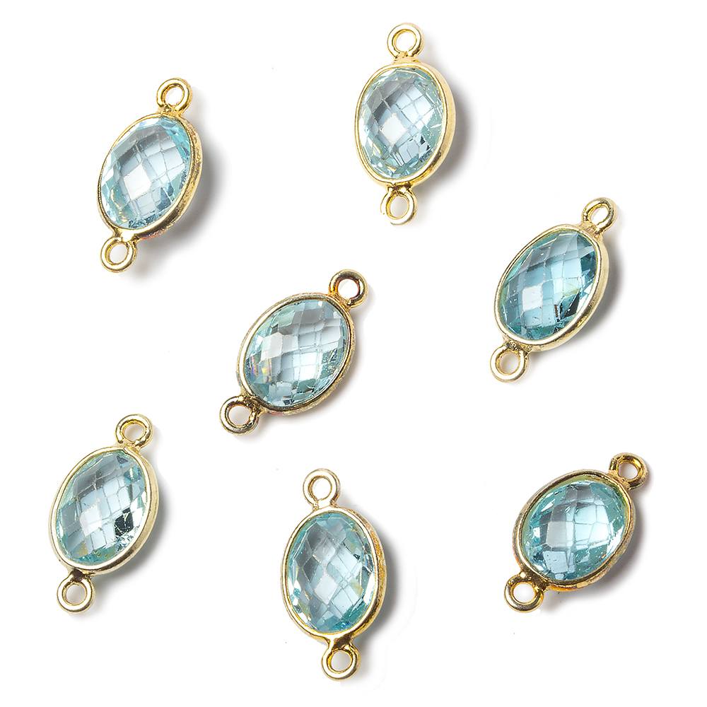 9x7mm Vermeil Bezel Sky Blue Topaz faceted oval Petite Connector 1 piece