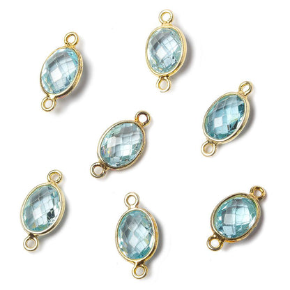 9x7mm Vermeil Bezel Sky Blue Topaz faceted oval Petite Connector 1 piece