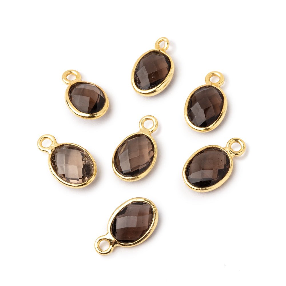 9x7mm Vermeil Bezel Smoky Quartz Faceted Oval Pendant 1 piece