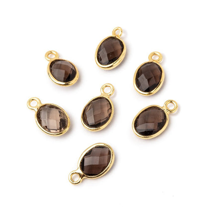 9x7mm Vermeil Bezel Smoky Quartz Faceted Oval Pendant 1 piece