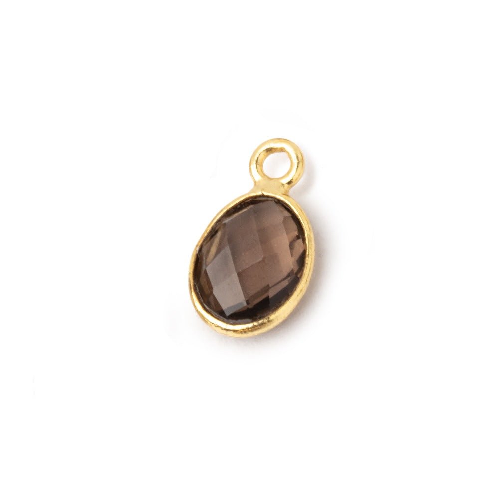 9x7mm Vermeil Bezel Smoky Quartz Faceted Oval Pendant 1 piece