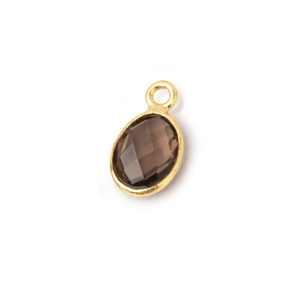 9x7mm Vermeil Bezel Smoky Quartz Faceted Oval Pendant 1 piece