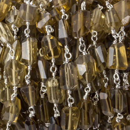 9x7mm Whiskey Quartz faceted nugget .925 Silver Chain by the foot 22 pieces