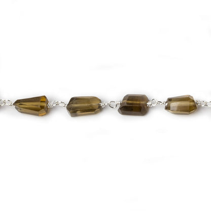 9x7mm Whiskey Quartz faceted nugget .925 Silver Chain by the foot 22 pieces