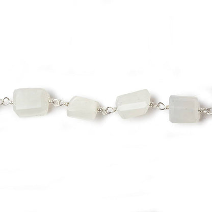 9x7mm White Moonstone faceted nugget .925 Silver Chain by the foot 22 pieces