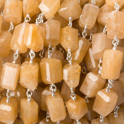 9x7mm Yellow Aventurine faceted nugget .925 Silver Chain by the foot 22 pieces