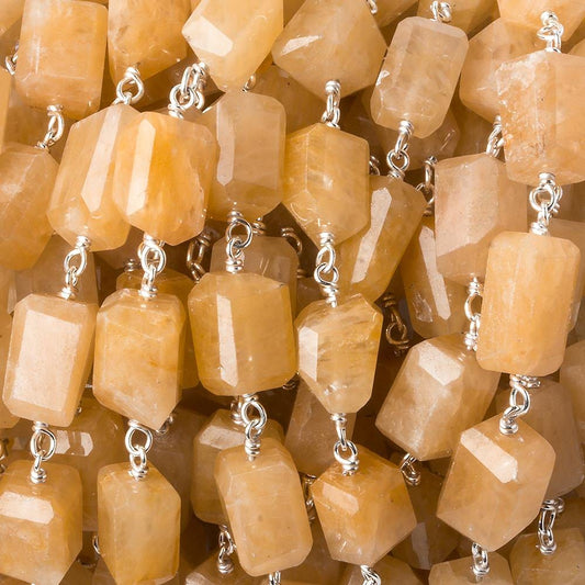 9x7mm Yellow Aventurine faceted nugget .925 Silver Chain by the foot 22 pieces
