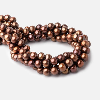 9x8-10x9mm Chocolate Brown Off Round Pearl Beads 15 inch 46 pieces