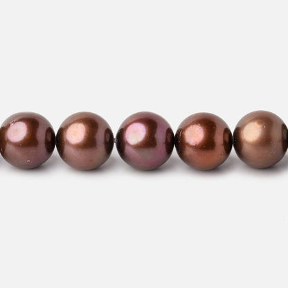 9x8-10x9mm Chocolate Brown Off Round Pearl Beads 15 inch 46 pieces