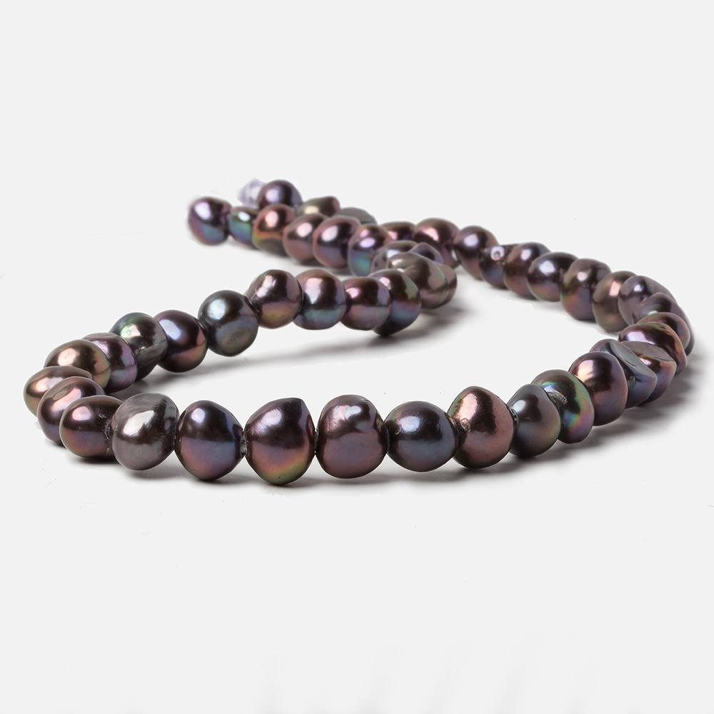 9x8-10x9mm Dark Peacock Baroque 2.5mm large hole Pearls 15 in. 48 pcs