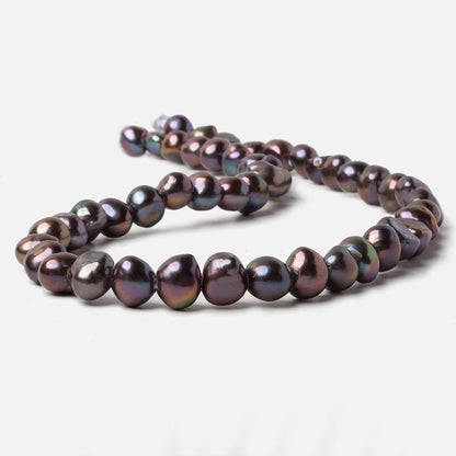 9x8-10x9mm Dark Peacock Baroque 2.5mm large hole Pearls 15 in. 48 pcs