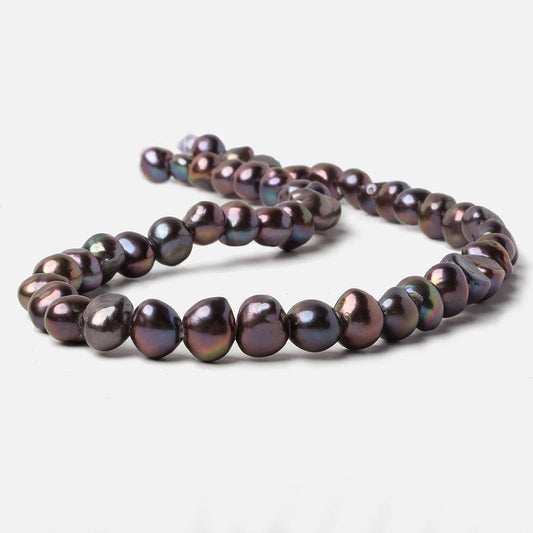 9x8-10x9mm Dark Peacock Baroque 2.5mm large hole Pearls 15 in. 48 pcs