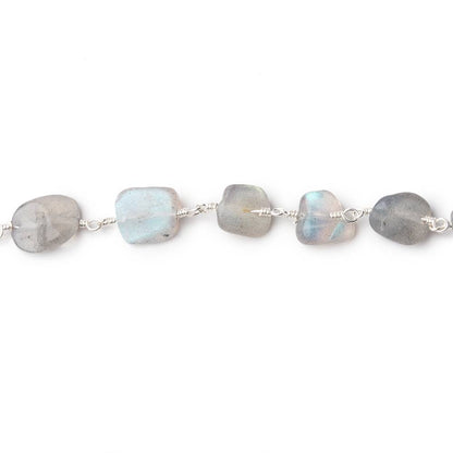 9x8-10x9mm Labradorite Plain Nuggets on Silver Plated Chain
