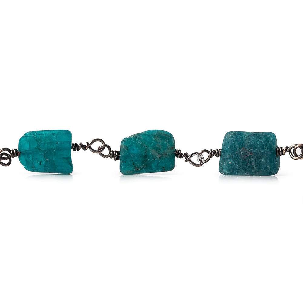9x8-11x8mm Matte Apatite plain rectangle Black Gold plated Chain by the foot